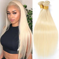 Blonde Human Hair 3 Bundles  Brazilian Straight Hair Bundle Honey Blonde Virgin Bundles Human Hair Extensions Weave 613 Color