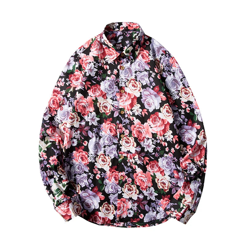Man's shirts Cotton Vintage clothes flowers shirt
