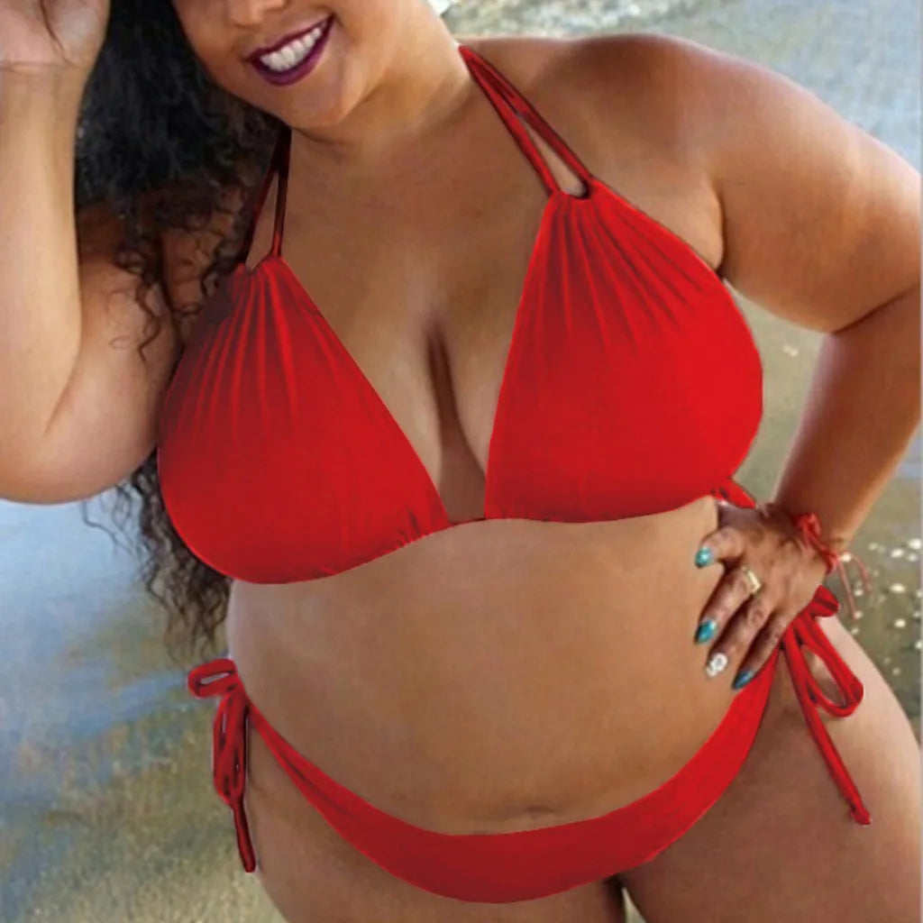 New Plus Size Sexy Bikini Women's Bikini Set Bathing Suits Beachwear Large Breasts