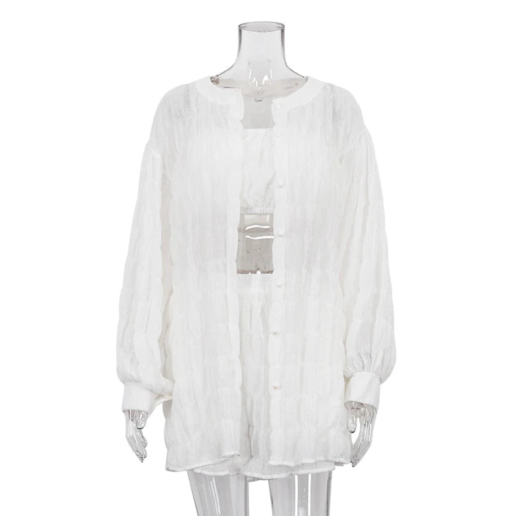 Three Piece Women Clothing Casual Streetwear Home Wear Comfy Women Short Pant Set