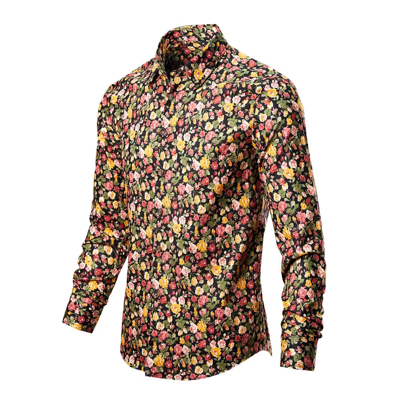 Man's shirts Cotton Vintage clothes flowers shirt