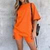Short Sleeve Biker Shorts Two Piece Set