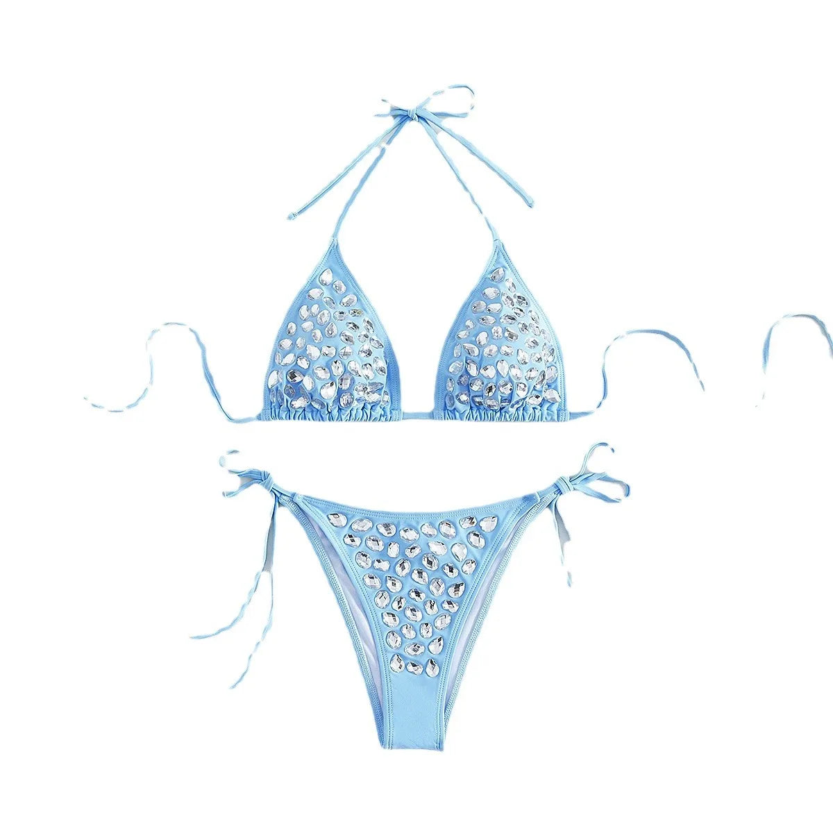 Maillot De Bain Halter Rhinestone Swimsuit and Swimwear