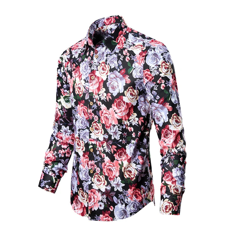 Man's shirts Cotton Vintage clothes flowers shirt