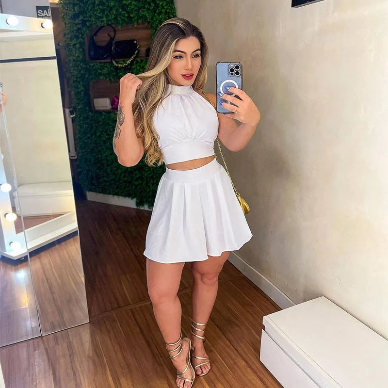 Sports Set High Impact Cross Back Sport Bra Yoga Skirt Shorts Yoga Outfit Women Sets