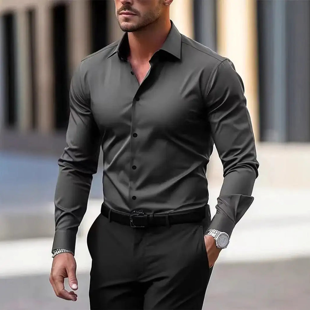 Men's Long Sleeve Business Formal Wear Slim Fit Shirt