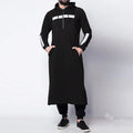 Men's Clothing Casual Long Sleeve Pullover Hooded Drawstring Long Sweater Vintage Fashion Striped Pocket Robe