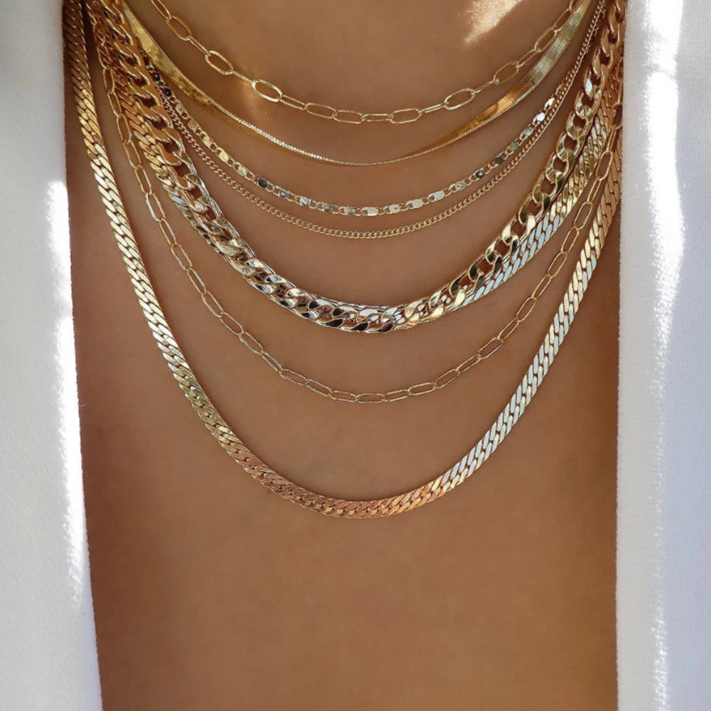 Vintage New Gold Color Multiple Styles Necklace