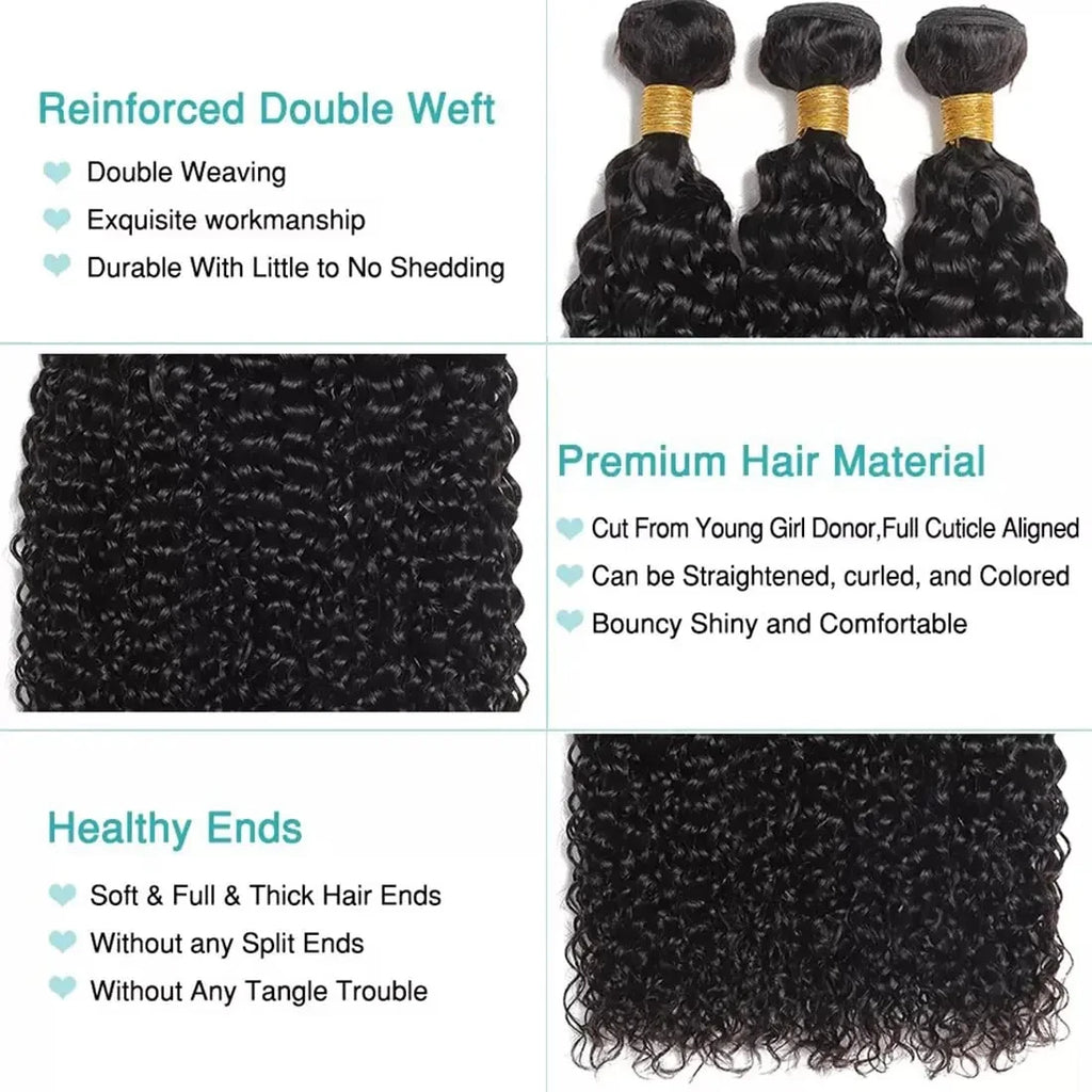 kinky Curly Human Hair Bundles Brazilian Hair Weave Remy Human Hair Bundles 3 Bundles for Black Women 28 Inch Natural Color