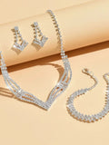 Fashionable design, elegant style with rhinestones, super sparkling temperament, light luxury style jewelry set for women