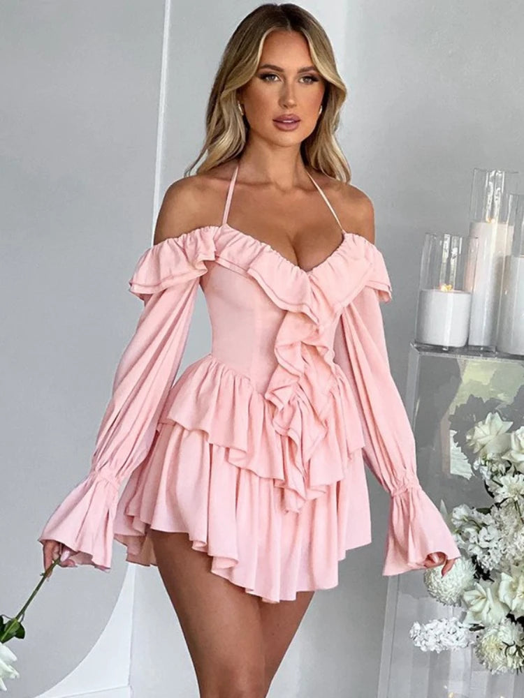 Woman Clothes Sexy Ruffles High Waist Rompers Short Jumpsuit