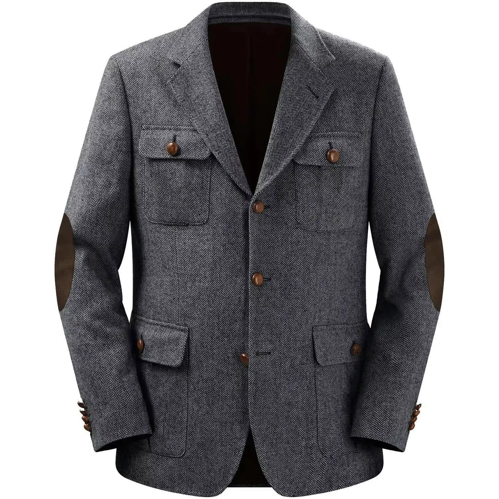 Herringbone Men's Suit 2 Pieces Set Fashion Lapel Double Breasted Tuxedos Groom Blazer Pants Party Business Tailored Hot Sell