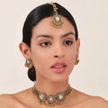 Ethnic Jewelry Set Glasses Stone Jewelry Sets Hollow Metal Pendant Necklace Earrings Headchain Set For Women Jewelry Gifts