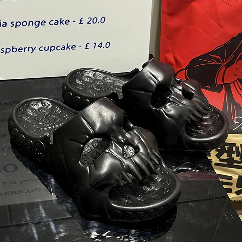 Skull Slides Sandals for Men Women Non-Slip Sport Cloud Slippers on Comfy Beach