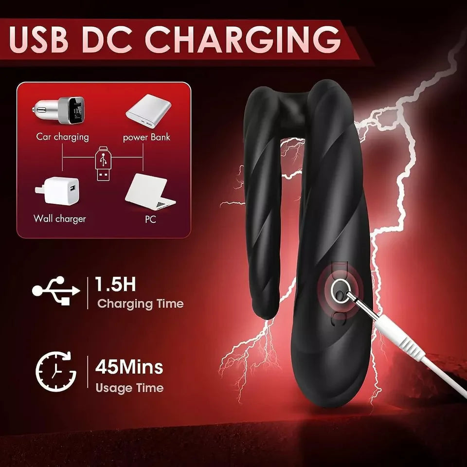 Double Vibrator Penis Cock Ring for Longer Harder Stronger Couples Men Sex Toys