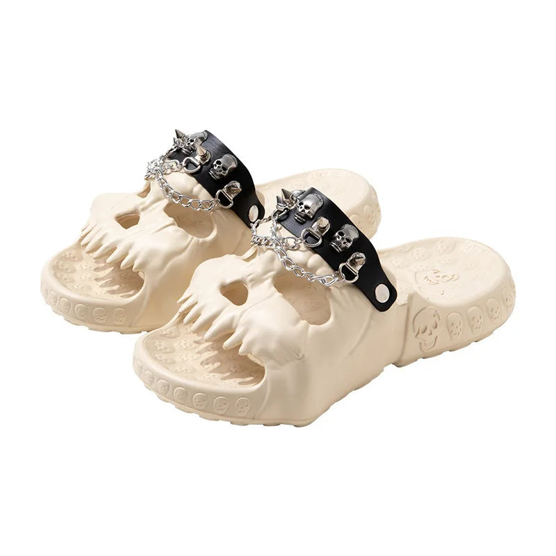 Skull Slides Sandals for Men Women Non-Slip Sport Cloud Slippers on Comfy Beach