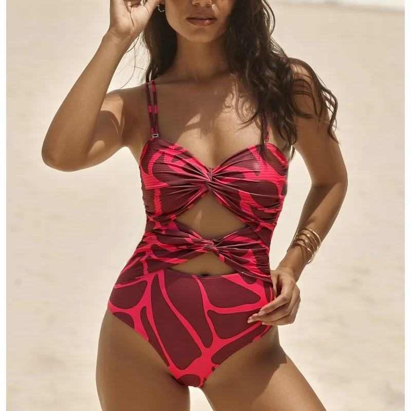 Sexy Women's Printed Cutout Swimsuit