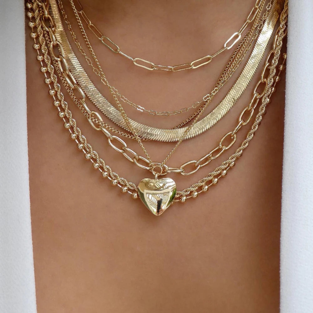 Vintage New Gold Color Multiple Styles Necklace