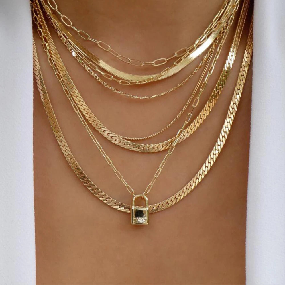 Vintage New Gold Color Multiple Styles Necklace