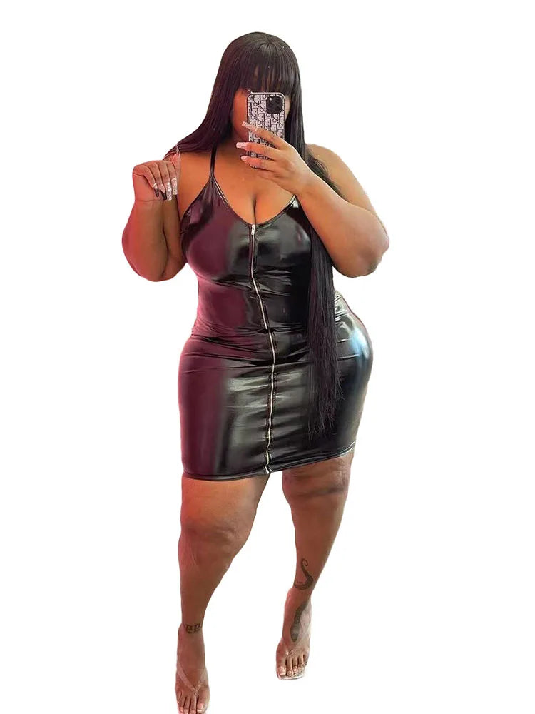 Plus Size Dresses 5xl Woman Clothing Plus Leather Bodycon Dress