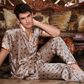 New Male Pajamas Set Homewear Print Short Sleeve Trouser Suits