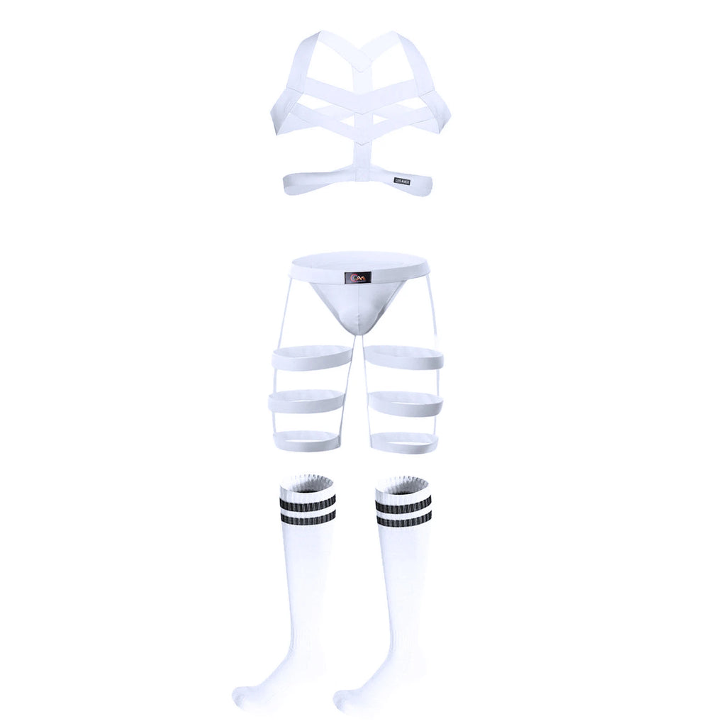 Men Sexy Harness Straps Underwear Man Leg Belt Bondage Fetish Lingerie Erotic BDSM Costume Set Long Socks Stocking Elastic Wear