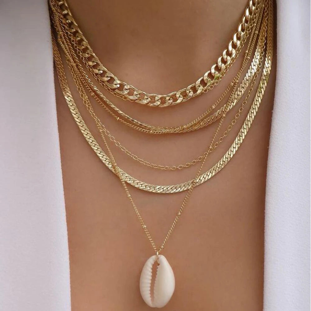 Vintage New Gold Color Multiple Styles Necklace