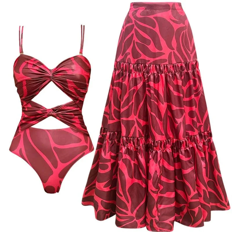 Sexy Women's Printed Cutout Swimsuit
