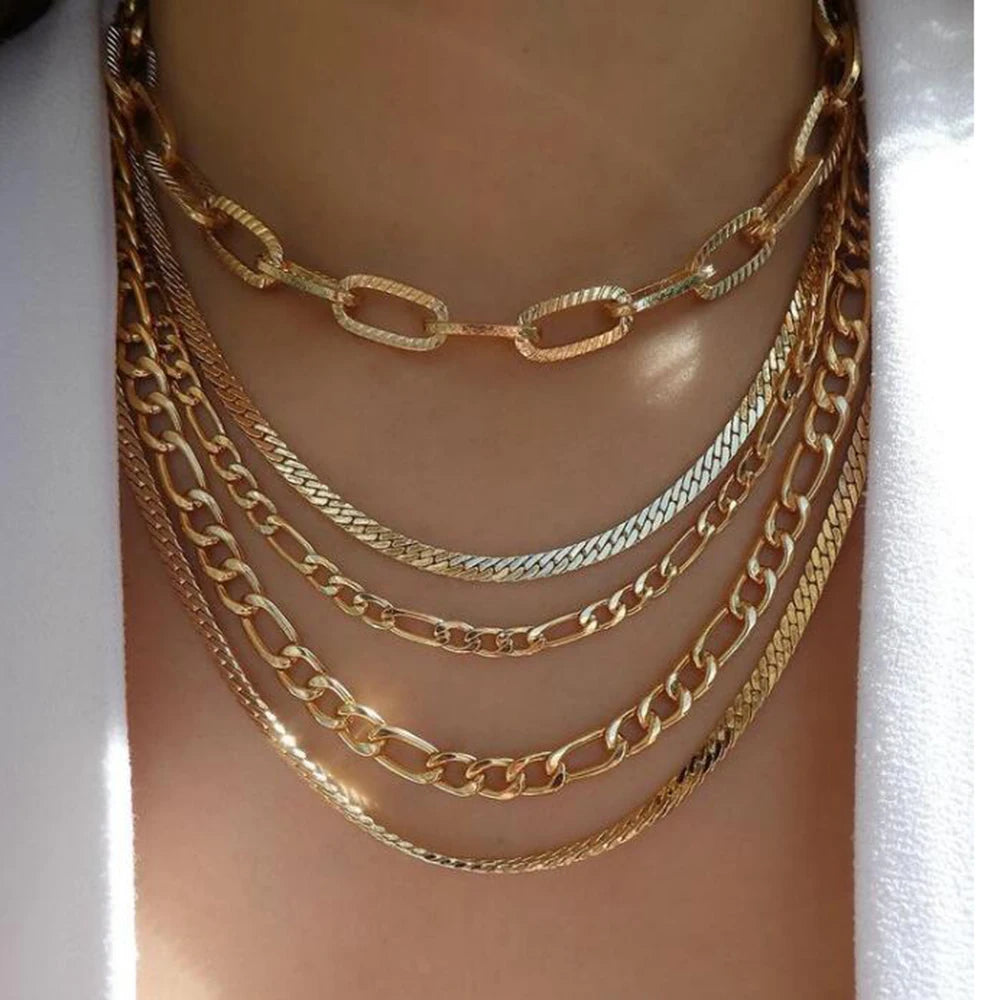 Vintage New Gold Color Multiple Styles Necklace