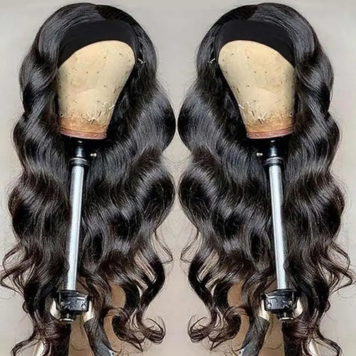 Body Wave Headband Wig Human Hair 18-32 Curly Hair Headband Wig Indian Virgin Machine Made Human Hair Wigs With Headband