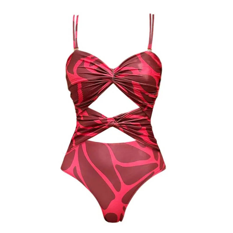 Sexy Women's Printed Cutout Swimsuit