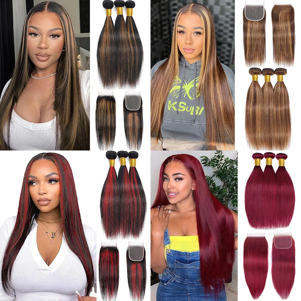 Human Hair Bundles with Closure 12A Straight Bundles Human Hair With Closure 100% Unprocessed Burmese Virgin Raw Hair Bundles