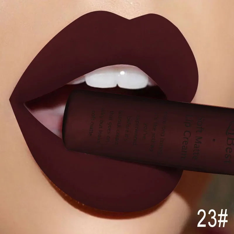 Matte Liquid Lipstick Waterproof Long Lasting Sexy Velvet Lip Gloss Nude Pigment Red Black Women Beauty Makeup Cosmetics