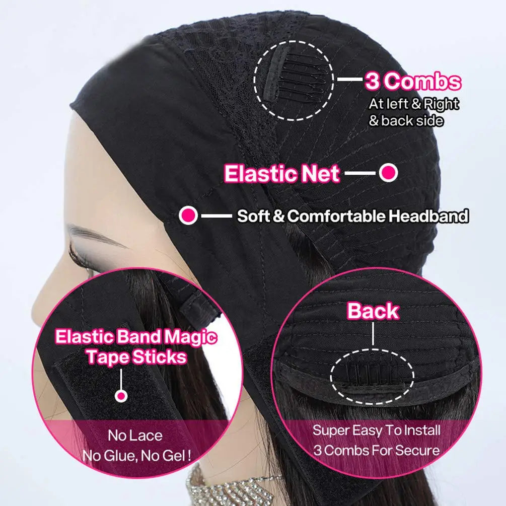 Body Wave Headband Wig Human Hair 18-32 Curly Hair Headband Wig Indian Virgin Machine Made Human Hair Wigs With Headband