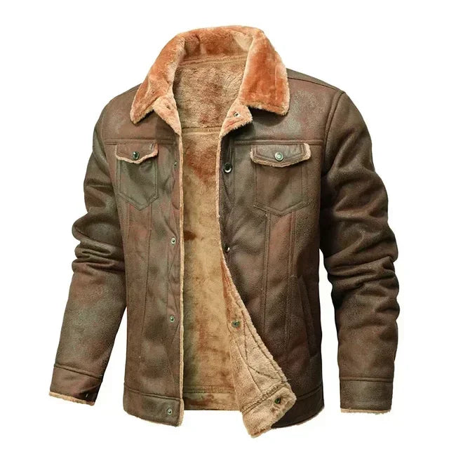 Men Clothing High Quality Male Thicken Leather Jacket Mens Warm Jacket Youth Fashion Casual Coat Winter Men Suede Leather Coat