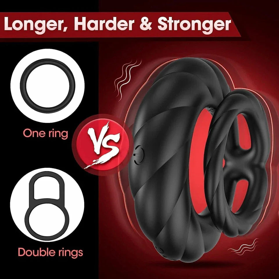 Double Vibrator Penis Cock Ring for Longer Harder Stronger Couples Men Sex Toys