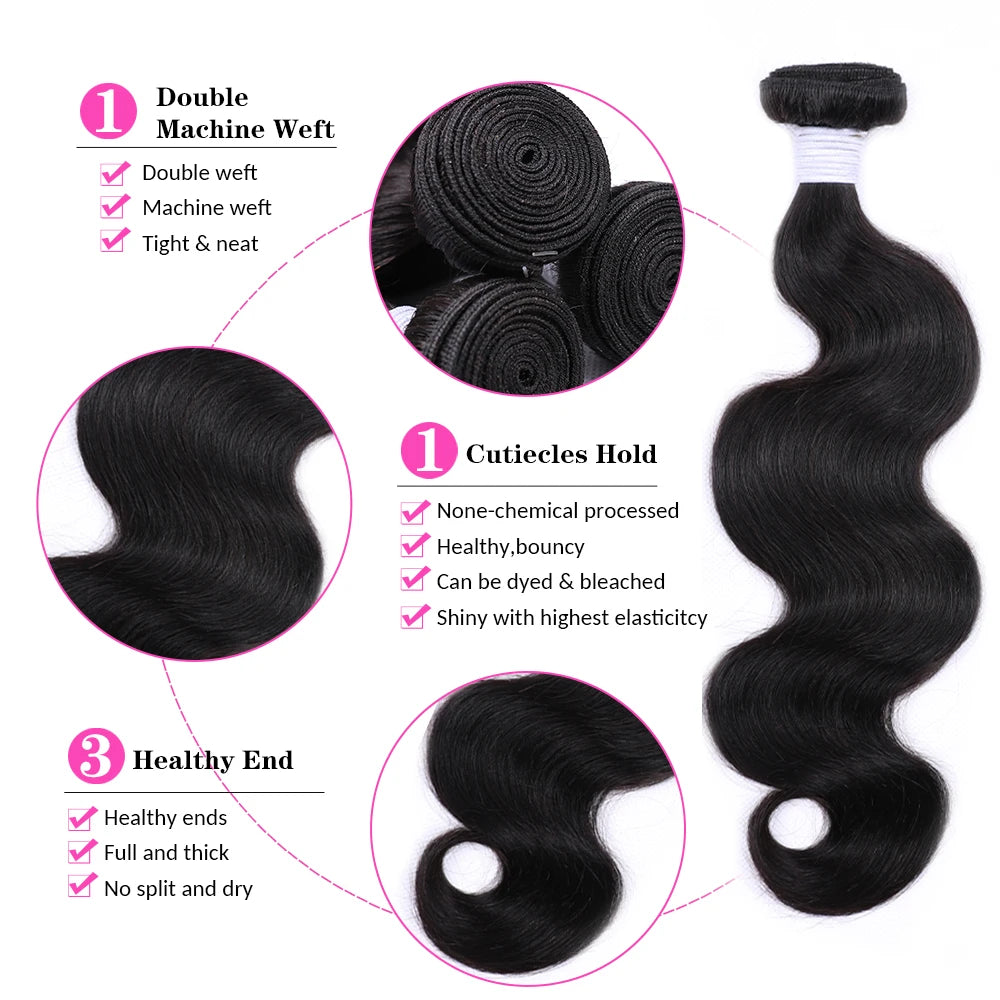 Body Wave Human Hair Extensions Curly Bundles Brazilian Hair Weavings 100% Human Hair Bundles 10-26 38 40 Inch 1/3/4 Bundles 50g
