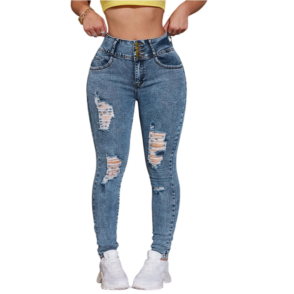 Women's Jeans Retro Solid Color High Waisted Slim And Sexy Design Jeans Slim Straight Jeans Comfortable Stretch Denim Pants