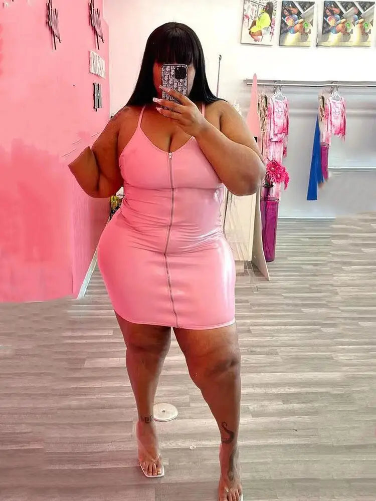Plus Size Dresses 5xl Woman Clothing Plus Leather Bodycon Dress